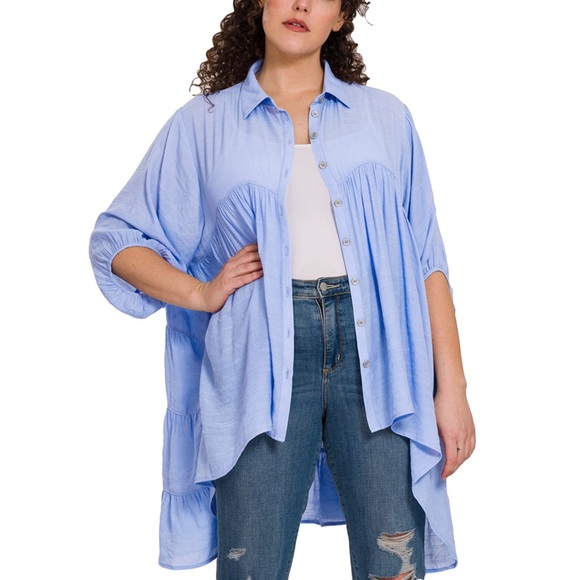 🎉 LAST ONE 🎉 Tiered Back Button Down Tunic - Picture 5 of 5